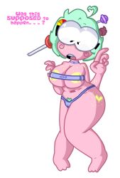 big_ass big_breasts chubby chubby_female clothed clueless confusion dessert freckles glasses green_hair milf nova original_character peebs_(artist) peebsthesecond_(artist) pink_skin pudding yellow_freckles yellow_nipples