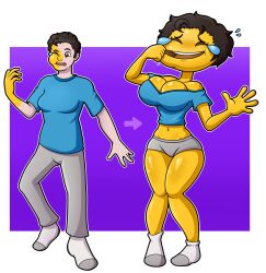 ass_expansion before_and_after bimbo bimbofication breast_expansion cloney emoji emoji_(race) emojification female gender_transformation huge_ass mtf_transformation navel personality_change skin_color_change socks thick_thighs thigh_expansion transformation wide_hips xxcloneyxx yellow_skin