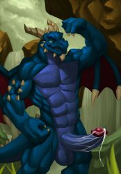 activision anthro anthrofied bubba_(spyro) completely_nude completely_nude_male cum cum_drip dragon flexing humanoid humanoid_genitalia humanoid_penis kittikary male male_only muscular muscular_anthro muscular_male nude penis penis_out solo solo_focus spyro_the_dragon