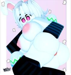 1girls 3d areolae ass big_ass big_breasts breasts bunny_ears l1ztroy laying_on_side looking_at_viewer mostly_nude nipples pink_eyes pussy roblox robloxian source_request tagme vagina white_hair