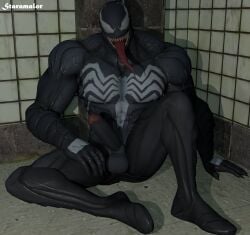 1boy 3d 3d_(artwork) erection gay long_tongue looking_at_viewer male male_only marvel marvel_comics muscular_male penis smooth_skin solo solo_male spider-man_(series) staramalor uncensored venom_(marvel) yaoi