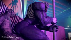 3d anal_sex animated ass gay long_tongue male male_only male_penetrating_male marvel monster muscular_male no_sound size_difference small_dom_big_sub smooth_skin stripper_pole symbiote twitchyanimation venom venom_(marvel) video yaoi