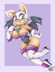 anthro bat bat_wings big_breasts breasts chaos_emerald dragoontequila furry rouge_the_bat sega sonic_(series) thick_thighs thighhigh_boots tight_clothing