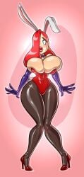 big_breasts bimbo bunny_ears bunny_girl bunnysuit cleavage_overflow disney gloves green_eyes huge_breasts jessica_rabbit phazyn plump_lips red_hair tight_clothing who_framed_roger_rabbit wide_hips