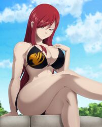 1girls big_breasts bikini erza_scarlet fairy_tail huge_breasts ravenravenraven red_hair thick_thighs thighs