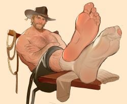 1boy arthur_morgan caucasian caucasian_male feet foot_fetish foot_focus henrryxv light-skinned_male male male_only muscular_male red_dead_redemption_(series) red_dead_redemption_2