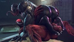 2boys 2monsters 3d alien anal_penetration anal_sex artist_name ass balls barely_visible_anus black_skin carnage_(marvel) cowgirl_position father_and_son feet feet_on_balls gay gay_anal gay_incest gay_sex graffiti hands_on_ass incest long_fingernails long_tongue male male/male male_only male_penetrated male_penetrating_male marvel monster only pointed_teeth rayhuma red_skin sharp_fingernails sharp_teeth smooth_skin son_fucking_dad spider-man_(series) spread_legs symbiote tile_wall toe_claws twitter_username veiny_muscles venom_(marvel) white_eyes yaoi