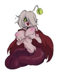 angler_fish_siren breast_grab breast_squeeze breasts breasts_out female hair_over_one_eye monster_girl nervous_smile shantae shantae_and_the_seven_sirens smooth_skin widisu