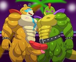 alligator alligatorid animatronic anthro bara boner crocodilian duo erection ereklipse five_nights_at_freddy's glamrock_freddy_(fnaf) hi_res machine male male/male male_only mammal montgomery_gator_(fnaf) nude reptile robot scalie scottgames uncensored ursid video_games