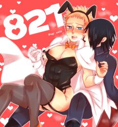 2boys abs areolae ass bandage bandaged_arm black_hair black_legwear blonde_hair blush boruto:_naruto_next_generations bunny_boy bunny_ears bunnysuit clothed clothing crossdressing cuffs erect_nipples erect_nipples_under_clothes facial_markings femboy femboy_dilf footwear fully_clothed gay hair_over_one_eye hairband large_areolae legwear light-skinned_male light_skin male male/male male_only narrowed_eyes naruto naruto_(series) naruto_shippuden nipple_bulge nipples nose_blush open_mouth pale-skinned_male pale_skin pecs pink_nipples pinup revealing_clothes sasuke_uchiha sgr_sana shounen_jump sissy sitting sitting_on_lap sitting_on_person stockings thighhighs thighs uncensored undressing uzumaki_naruto voluptuous whisker_markings whiskers yaoi yellow_hair