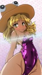 1girls blonde_hair blush female hat light-skinned_female playboy_bunny short_hair solo solo_female suwako_moriya touhou yellow_eyes