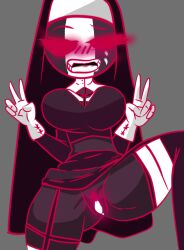 big_breasts big_hip cum female female_only friday_night_funkin friday_night_funkin_(corruption_mod) gloves nun red_eyes sarvente_(dokki.doodlez) skirt_up stockings vagina