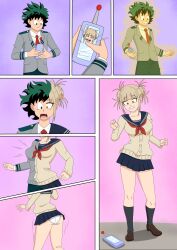 ass_expansion black_socks blonde_hair breast_expansion brown_loafers eye_color_change fangs gender_transformation genderswap_(mtf) ginyu1992 hair_color_change himiko_toga izuku_midoriya knee_socks kneehighs kneesocks loafers mtf_transformation my_hero_academia panties rule_63 school_uniform schoolgirl serafuku socks transformation yellow_eyes