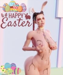 1girls 3d absurd_res apex_legends ass big_ass big_breasts braided_hair braids breasts bunny_ears chocolate choker dark-skinned_female easter female female_only fit fit_female grabbing_own_breast hi_res loba_(apex_legends) nemesis_3d nude shiny_skin tattoo thick_thighs thighs tongue_out