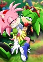 1boy 1girls amy_rose anthro anthro_on_anthro archie_comics bbmbbf bondage bound closed_eyes cowgirl_position dominant_female duo female_domination female_on_top female_rapist femdom flat_chest gag gagged green_fur half-closed_eye hands_behind_back happy_female hedgehog implied_penetration lifting_shirt male_on_bottom male_rape_victim malesub mobius_unleashed one_eye_closed palcomix pink_fur rape reverse_rape rosy_the_rascal_(archie) scourge_the_hedgehog sitting_on_penis smile sonic_(series) sonic_the_hedgehog_(archie) sonic_the_hedgehog_(series) straight tied_hands unhappy_male vaginal_penetration yellow_skirt