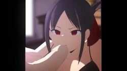 1boy 1girls animated ara_ara bedroom black_bra black_hair blowjob blush close-up cock_hungry cute deep_blowjob deepthroat eye_contact fellatio female gag gagging gear_art head_tilt hungry_mouth kaguya-sama_wa_kokurasetai_~tensai-tachi_no_renai_zunousen~ large_penis moaning oral pale-skinned_female penis petite red_eyes saliva saliva_trail shinomiya_kaguya sidelocks skinny slim sloppy sloppy_blowjob sound tagme teenager throat_fuck throat_noise tied_hair tight_throat uncensored upper_body video young