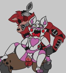 animatronic bodily_fluids canid canine cum cum_inside duo female five_nights_at_freddy's five_nights_at_freddy's_2 fox foxy_(fnaf) genital_fluids knot machine male male/female mammal mangle_(fnaf) moan robot scottgames stomach_bulge unnecessaryfansmut video_games