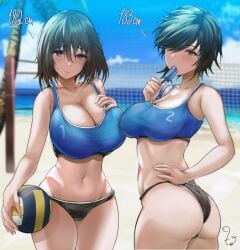 2girls asking_for_it asscheeks athletic athletic_female beach beach_background blue_sky clouds duo duo_female duo_focus fat_ass female_focus female_only fit fit_female hands_on_own_waist hands_on_waist height holding_breast holding_own_breast looking_at_viewer looking_back madoka_(terasu_mc) marushin_(denwa0214) measurements miki_(marushin) multiple_girls original original_character original_characters palm_tree plump_ass plump_butt popsicle sand short_hair sky sports_bra sports_panties sportswear sucking_popsicle t3x terasu_mc tomboy trees volleyball volleyball_(ball) volleyball_court