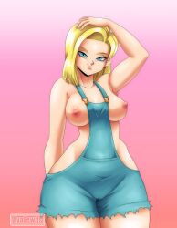 1girls android_18 avalewds blonde blonde_female blonde_hair blonde_hair_female blue_eyes cameltoe cleavage curvy dragon_ball erect_nipples female huge_areolae huge_ass huge_breasts puffy_nipples short_hair thick_lips voluptuous wide_hips yellow_hair