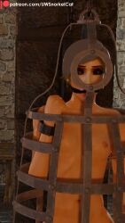 3d body_cage bondage breasts brown_hair cage captive captured cuffs dungeon female femsub gag gagged miriilandra_chaeihre nude nude_female petite short_hair slave slavegirl small_breasts small_waist thin_waist torture uwsnorkelcat wrist_cuffs