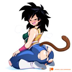 1girl 1girls after_fellatio ass big_ass black_eyes black_hair blush body_writing bodysuit boots bottom_heavy bracelet breasts bunkwizard dragon_ball dragon_ball_super dragon_ball_z eye_contact female female_focus gine half-closed_eyes huge_ass jewelry long_hair looking_at_viewer medium_breasts milf monkey_tail mother open_mouth png ripped_bodysuit ripped_clothing saiyan simple_background sitting small_breasts smile solo stray_pubic_hair tail thick_thighs torn_clothes white_background