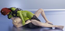 3d alien alien_girl alien_look_like_human blender cat_ears fight gamora green-skinned_female green_skin gretdb guardians_of_the_galaxy guardians_of_the_galaxy_(game) leg_lock marvel tagme