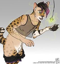 anatomically_correct anatomically_correct_genitalia anatomically_correct_penis animal_genitalia animal_penis balls clothing felid feline feline_penis feral flaccid genitals hi_res human human_to_feral kyetwolf_(artist) loss_of_dexterity male mammal pawpads penis serval sheath solo species_transformation spots transformation translucent translucent_clothing