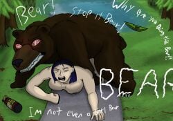 absurd_res angry angry_eyes angry_sex bear bear_spray dialogue duo female female_on_feral feral forced forest hi_res human human_on_feral interspecies kayak lowestpolygon male male/female mammal meme plant rape sex size_difference tree ursid vehicle watercraft zoophilia