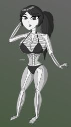 azurexarts bikini bone bones bra female female_only girl minecraft nude nude_female panties ponytail skeletal skeleton skeleton_(minecraft) skeleton_markings thick_thighs white_body white_skin