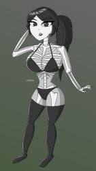 azurexarts bikini bone bones bra female female_only girl minecraft nude nude_female panties ponytail skeletal skeleton skeleton_(minecraft) skeleton_markings socks thick_thighs thighhighs white_body white_skin