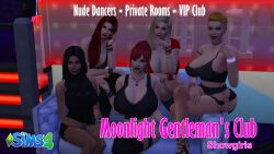 5girls big_ass big_breasts blonde_hair brothel dark_hair devious_desires deviousdesires female female_only red_hair short_hair sims4 skimpy_clothes stripper