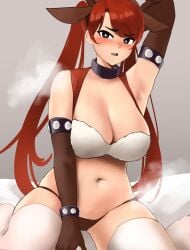 armpits ayumi_(yotamono) breasts cow_ears elbow_gloves female fur_bikini gloves yotahen