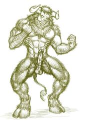 animal_genitalia animal_penis anthro armpit_hair big_muscles bodily_fluids body_hair bovid bovine cidius equine_penis erection european_mythology genital_fluids genitals greek_mythology hooves horn humanoid hybrid_genitalia hybrid_penis male male_only mammal mid_transformation minotaur muscular muscular_male mythology neck_tuft no_pupils nude penis sheath solo throbbing_penis tuft vein veiny_penis