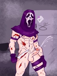 1boy blood cum ghostface male male_only mask scream_(franchise) solo solo_male