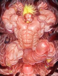 balls bara big_balls big_penis boner bound_by_tentacles broly broly_(dragon_ball_z)_1993 dragon_ball dragon_ball_z erection gay legendary_super_saiyan male male_only muscles muscular penis rokudenashi solo solo_male tentacle tentacles tentacles_on_male