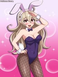 alternate_costume breasts bunny_ears bunny_girl bunnysuit corrin_(fire_emblem) corrin_(fire_emblem)_(female) female female_only fire_emblem fire_emblem_fates fishnet_legwear fishnets looking_at_viewer nintendo open_mouth patdarux solo