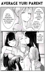 2koma 5girls artist_request blush daughter dialogue english_text fail ffff_foursome foursome kiss kissing licking_belly mother multiple_girls no_bra partially_clothed school schoolgirl tagme yuri