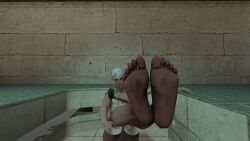 3d 3d_(artwork) ass ass bandage barefoot bath bathroom breasts breasts breasts_out ciri feet feet_together feet_up female female_focus female_only green_eyes laarian leg_grab leg_up legs legs_up nude nude_female pussy sfm source_filmmaker the_witcher the_witcher_(series) the_witcher_3:_wild_hunt water white_hair