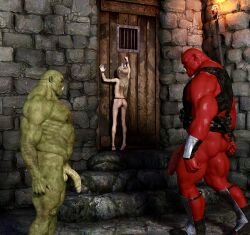 3d after_rape blonde_hair bondage bound bound_wrists captured chains choking crying defeated elf female forced male monster nipples orc original_character pain pierced_nipples piercing princess pussy rape running scared screaming size_difference small_breasts that3dartist unwilling virgin