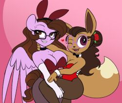 2girls big_breasts bunnysuit dativyrose eevee female ivee_rose multiple_girls pokémon_(species) pokemon tagme