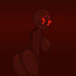 blush chara_wantrp dark_red_nipples dark_red_skin determination eyelashes female female_only glitchtale hate hate_(glitchtale) nipple nude pussy red_eyes rule_63 showing_pussy undertale