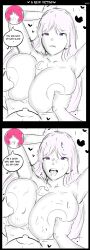 1futa 1girls balls big_breasts breasts demon dialogue english_text erection female femsub futa_on_female futadom futanari goldy good_girl heart-shaped_pupils huge_balls human humanoid humanoid_penis intersex nipples nude original_character paizuri paizuri_lead_by_futa penis pink_hair red_hair sex sitting sketch solo_focus source_request spot_color text