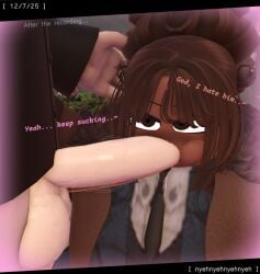 1boy 1girls 3d 3d_(artwork) balls baronaces big_penis blowjob blush bottomless dated dialogue english_text host_(roblox) news_lady_(roblox) news_reporter_(welcome_to_bloxburg) now_playing_on_roblox oral penis roblox roblox_game robloxian tagme text welcome_to_bloxburg