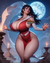 1girls ai_generated big_breasts black_hair busty female female_only kw0337 solo solo_female vampire vampire_girl vampirella voluptuous white_female