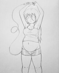 1girls belly_expansion belly_inflation black_and_white female_only inflation inflation_fetish ronic_lagann sketch