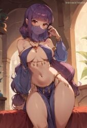 a1exwell ai_generated arabian_clothes dancer female harem_girl harem_outfit mouth_veil sideboob stable_diffusion underboob vein