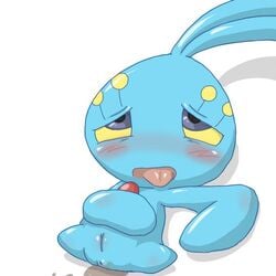 blush color female female_only feral lying manaphy nude on_back pokemon solo tagme vulva