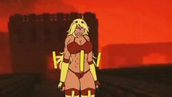 1girls animated big_breasts blaze blaze_(minecraft) blonde_hair bra bracers female humanoid long_hair minecraft mob_talker muscular no_sound panties scar tagme tan_body thighs underwear video yellow_eyes