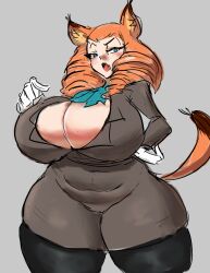 /ctt/ atari atari_lynx cat_ears cat_tail clothed console-tan digger_nick drill_hair flesh_fang gijinka huge_breasts humanization humanized lynx-tan nekomimi orange_hair skin_fang thick thick_thighs wide_hips