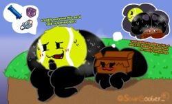 1boy battle_for_dream_island bfdi big_ass blush blushing box_(sourgoober) bubble_butt huge_ass lewdyoshyboy object_oc object_show object_shows original_character sweat sweating tagme tennis_ball_(bfdi) thick_thighs wide_hips